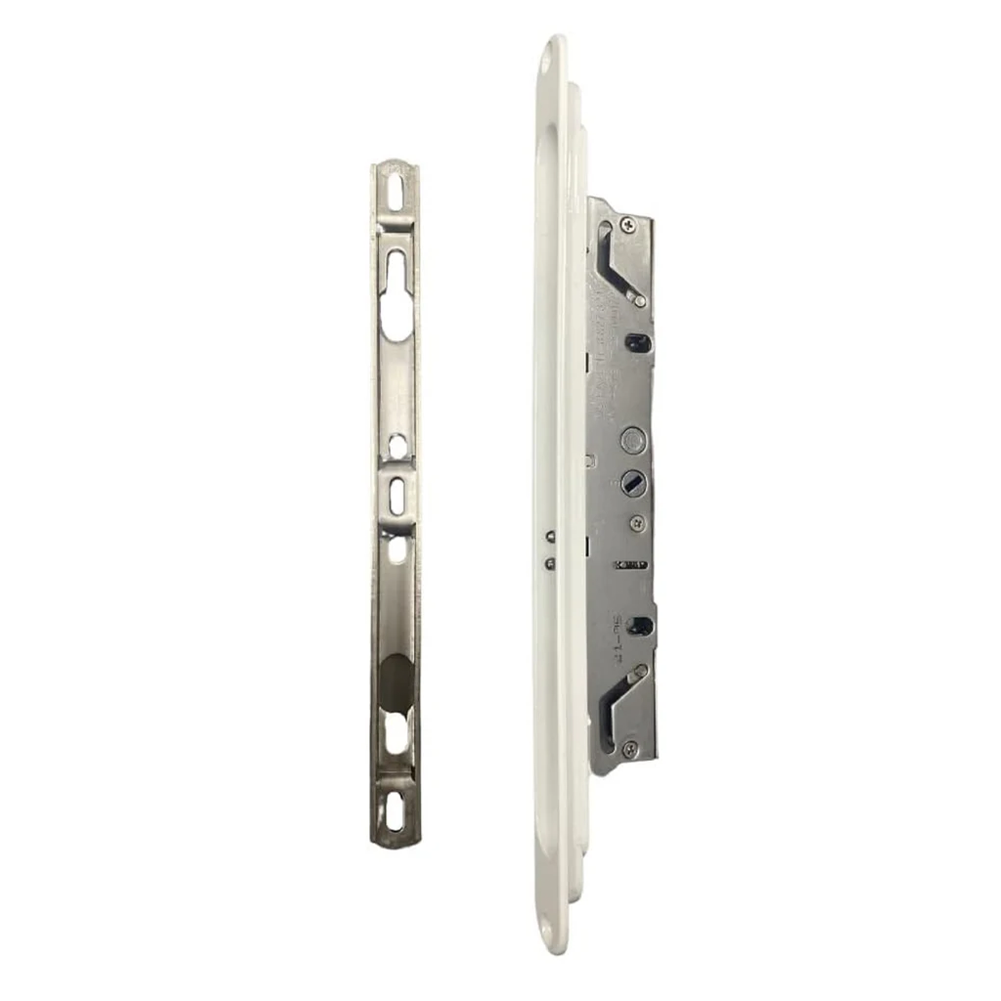 (DL-775-W) White Brixwell Multipoint Mortise Lock With Keeper and Screws - CENTER latch position - Garage and Sliding Door Hardware